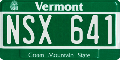 VT license plate NSX641
