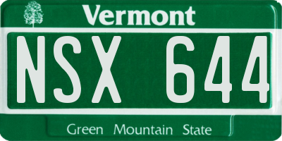 VT license plate NSX644