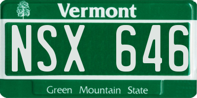VT license plate NSX646