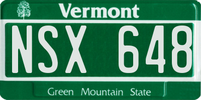 VT license plate NSX648