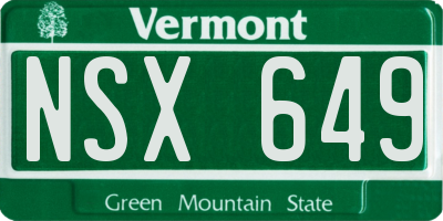 VT license plate NSX649
