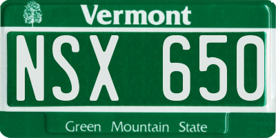 VT license plate NSX650