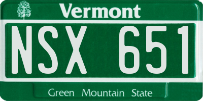VT license plate NSX651