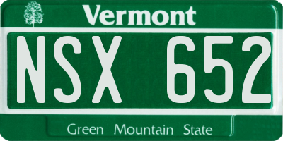 VT license plate NSX652