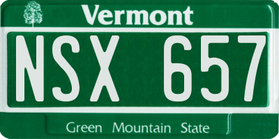 VT license plate NSX657
