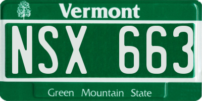 VT license plate NSX663