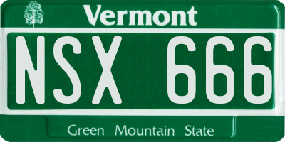 VT license plate NSX666