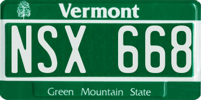 VT license plate NSX668