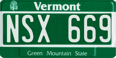 VT license plate NSX669