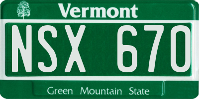 VT license plate NSX670