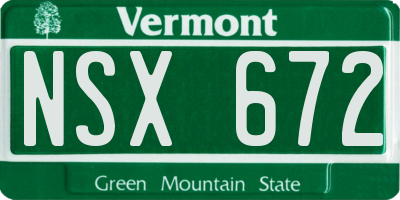 VT license plate NSX672
