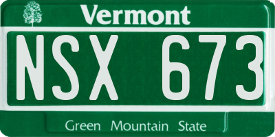 VT license plate NSX673
