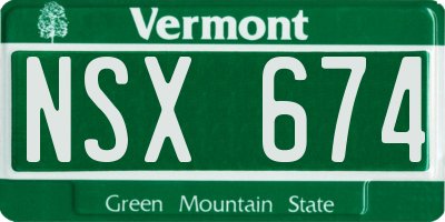 VT license plate NSX674