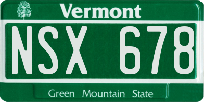 VT license plate NSX678