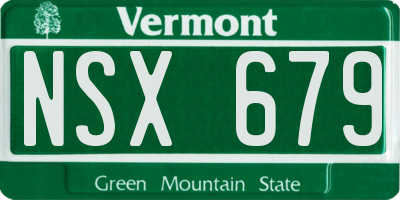 VT license plate NSX679