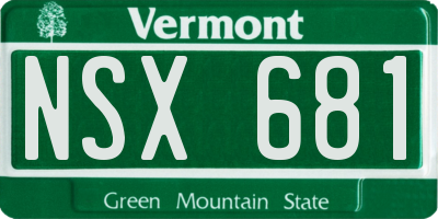 VT license plate NSX681