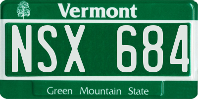 VT license plate NSX684