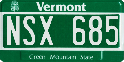 VT license plate NSX685