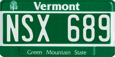 VT license plate NSX689