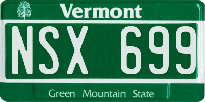 VT license plate NSX699