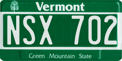 VT license plate NSX702
