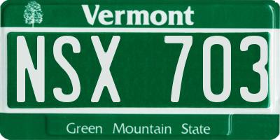 VT license plate NSX703