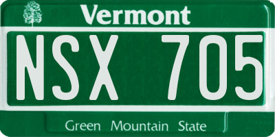 VT license plate NSX705