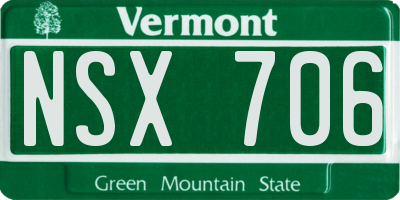 VT license plate NSX706