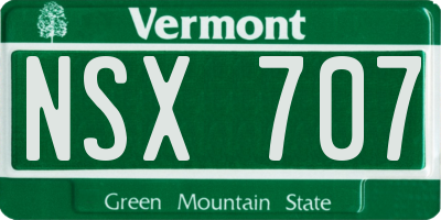 VT license plate NSX707