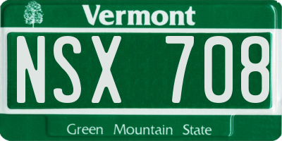 VT license plate NSX708