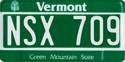 VT license plate NSX709