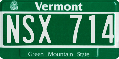 VT license plate NSX714