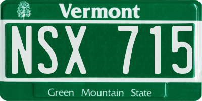 VT license plate NSX715