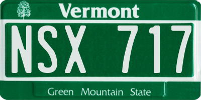 VT license plate NSX717