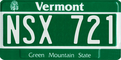 VT license plate NSX721