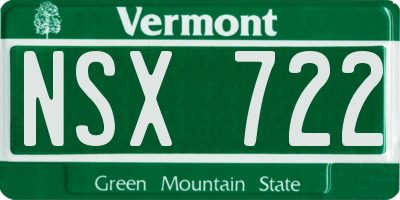 VT license plate NSX722