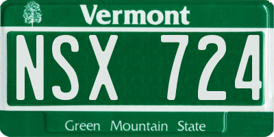 VT license plate NSX724