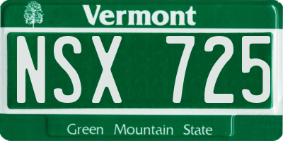 VT license plate NSX725