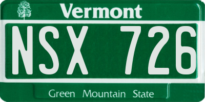 VT license plate NSX726