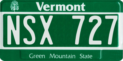 VT license plate NSX727