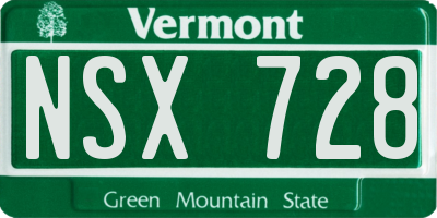 VT license plate NSX728