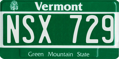 VT license plate NSX729
