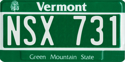 VT license plate NSX731
