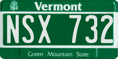 VT license plate NSX732