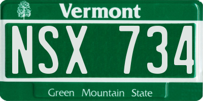 VT license plate NSX734