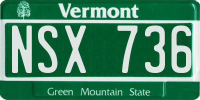 VT license plate NSX736