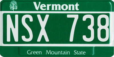 VT license plate NSX738
