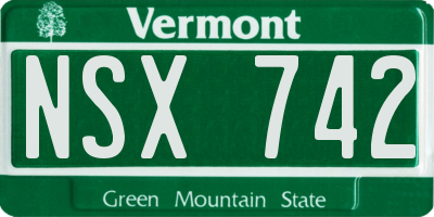 VT license plate NSX742