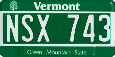 VT license plate NSX743