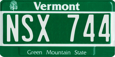 VT license plate NSX744